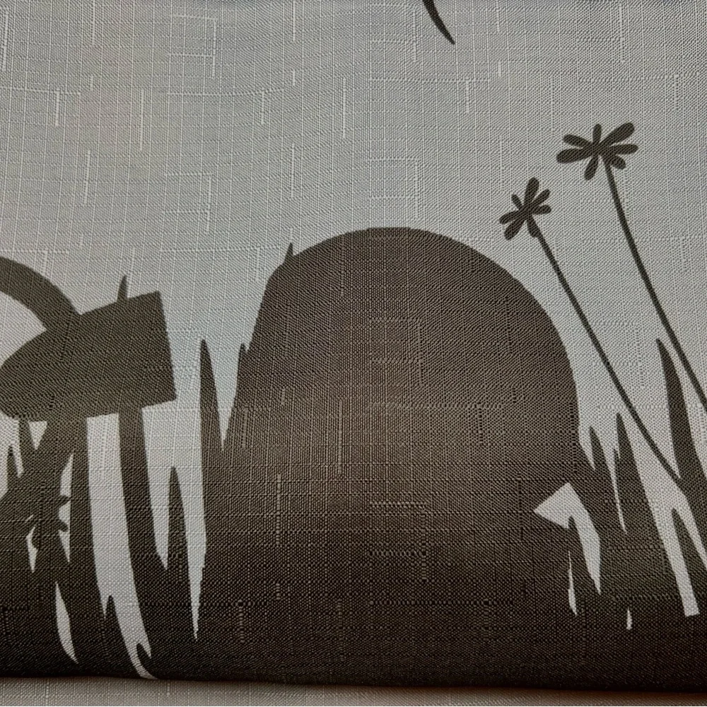 Halloween Harvest Moon Fabric Shower Curtain Metal Hooks Graveyard Ravens Bats - Picture 4 of 8